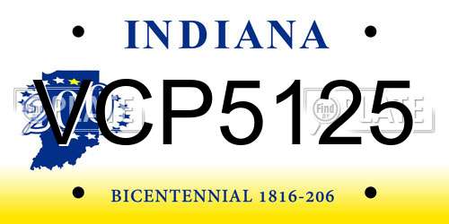 VCP5125 Indiana License Plate