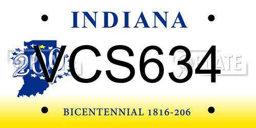VCS634 Indiana License Plate