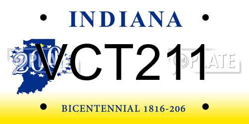 VCT211 Indiana License Plate