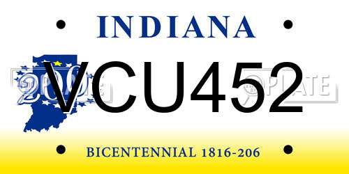 VCU452 Indiana License Plate