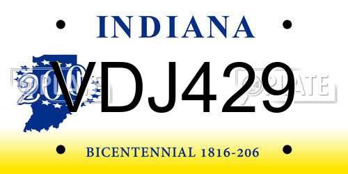 VDJ429 Indiana License Plate