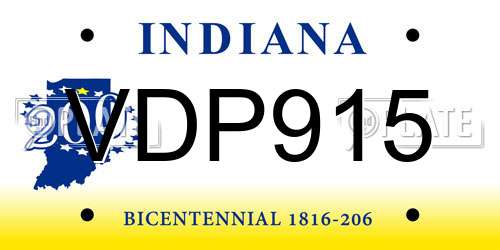 VDP915 Indiana License Plate