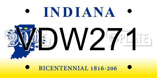 VDW271 Indiana License Plate