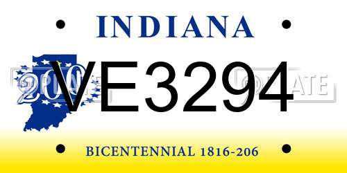 VE3294 Indiana License Plate