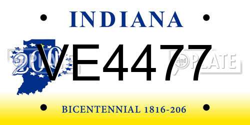 VE4477 Indiana License Plate