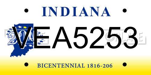 VEA5253 Indiana License Plate