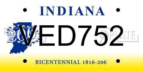 VED752 Indiana License Plate