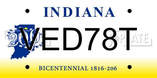 VED78T Indiana License Plate