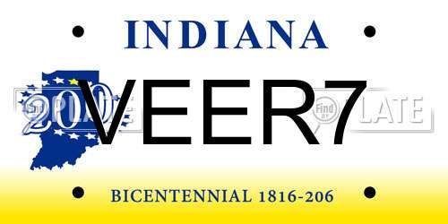 VEER7 Indiana License Plate