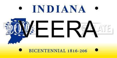 VEERA Indiana License Plate