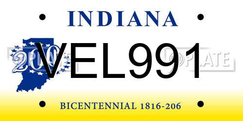 VEL991 Indiana License Plate
