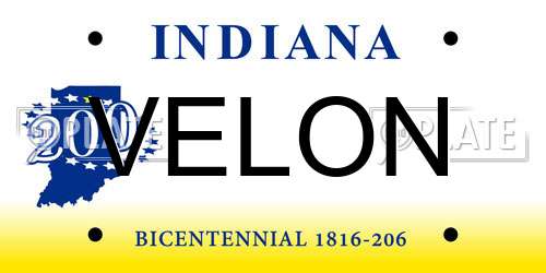 VELON Indiana License Plate