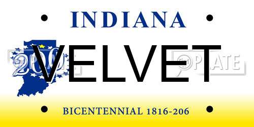 VELVET Indiana License Plate