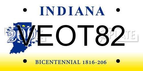 VEOT82 Indiana License Plate