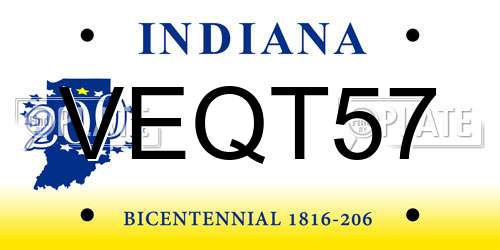 VEQT57 Indiana License Plate