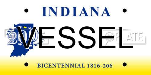 VESSEL Indiana License Plate