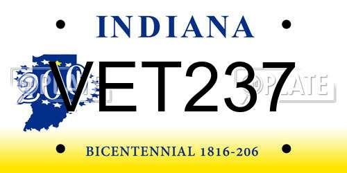 VET237 Indiana License Plate