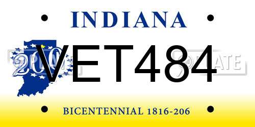 VET484 Indiana License Plate