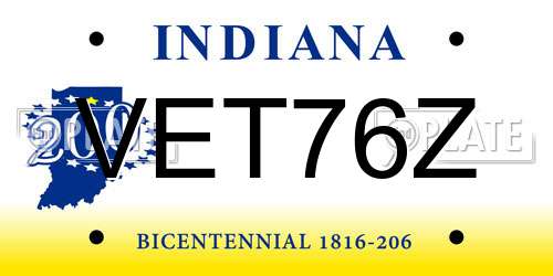 VET76Z Indiana License Plate