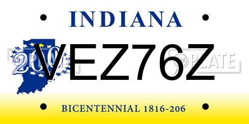 VEZ76Z Indiana License Plate