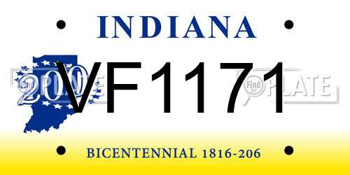 VF1171 Indiana License Plate