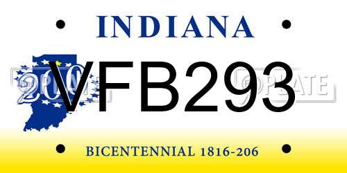 VFB293 Indiana License Plate