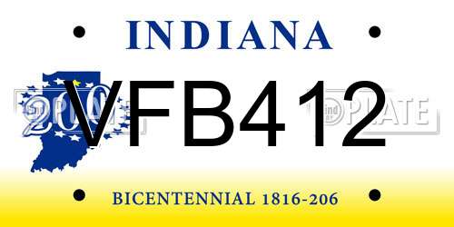 VFB412 Indiana License Plate