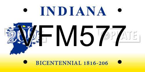VFM577 Indiana License Plate