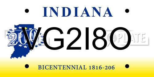 VG2I8O Indiana License Plate