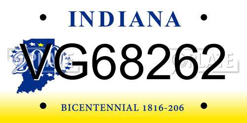 VG68262 Indiana License Plate