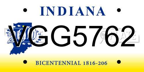 VGG5762 Indiana License Plate