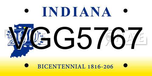 VGG5767 Indiana License Plate