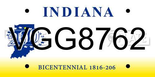 VGG8762 Indiana License Plate
