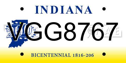 VGG8767 Indiana License Plate