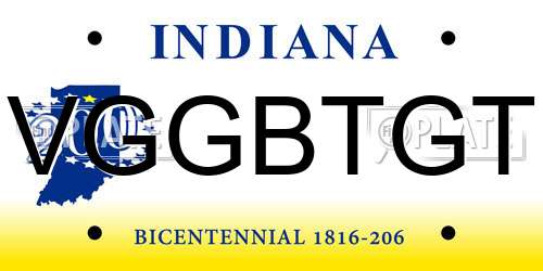 VGGBTGT Indiana License Plate