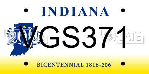 VGS371 Indiana License Plate