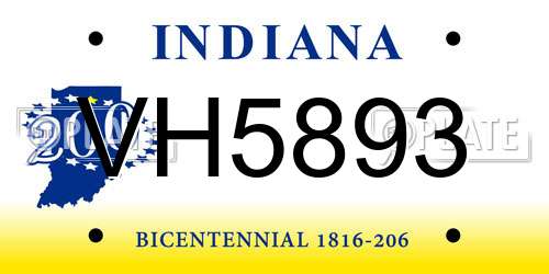 VH5893 Indiana License Plate