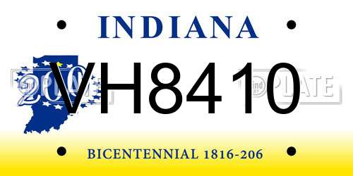 VH8410 Indiana License Plate