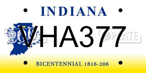 VHA377 Indiana License Plate