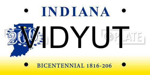 VIDYUT Indiana License Plate