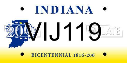VIJ119 Indiana License Plate