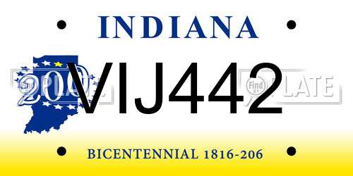 VIJ442 Indiana License Plate