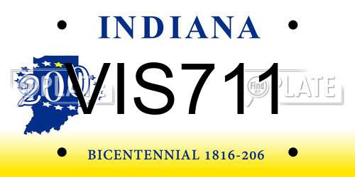 VIS711 Indiana License Plate
