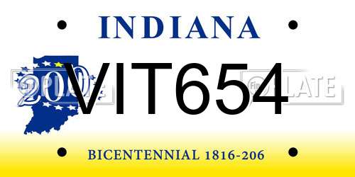 VIT654 Indiana License Plate