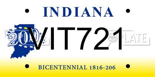 VIT721 Indiana License Plate