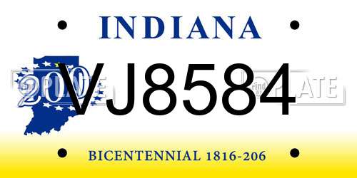 VJ8584 Indiana License Plate