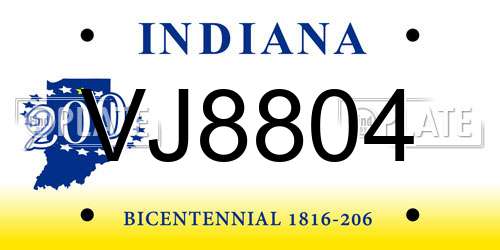 VJ8804 Indiana License Plate