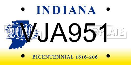 VJA951 Indiana License Plate