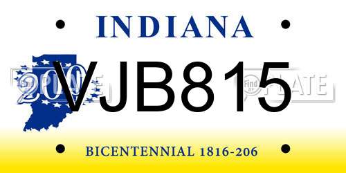VJB815 Indiana License Plate