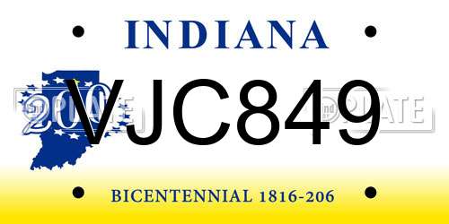 VJC849 Indiana License Plate